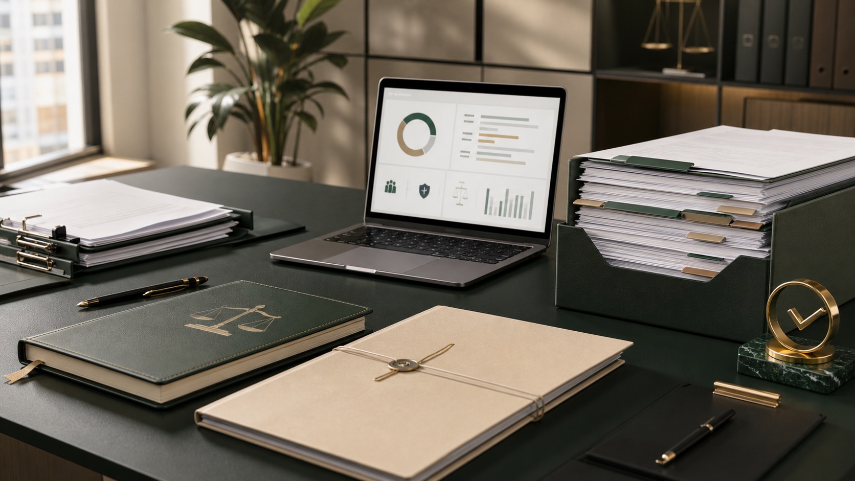 Oficina empresarial con documentos laborales
