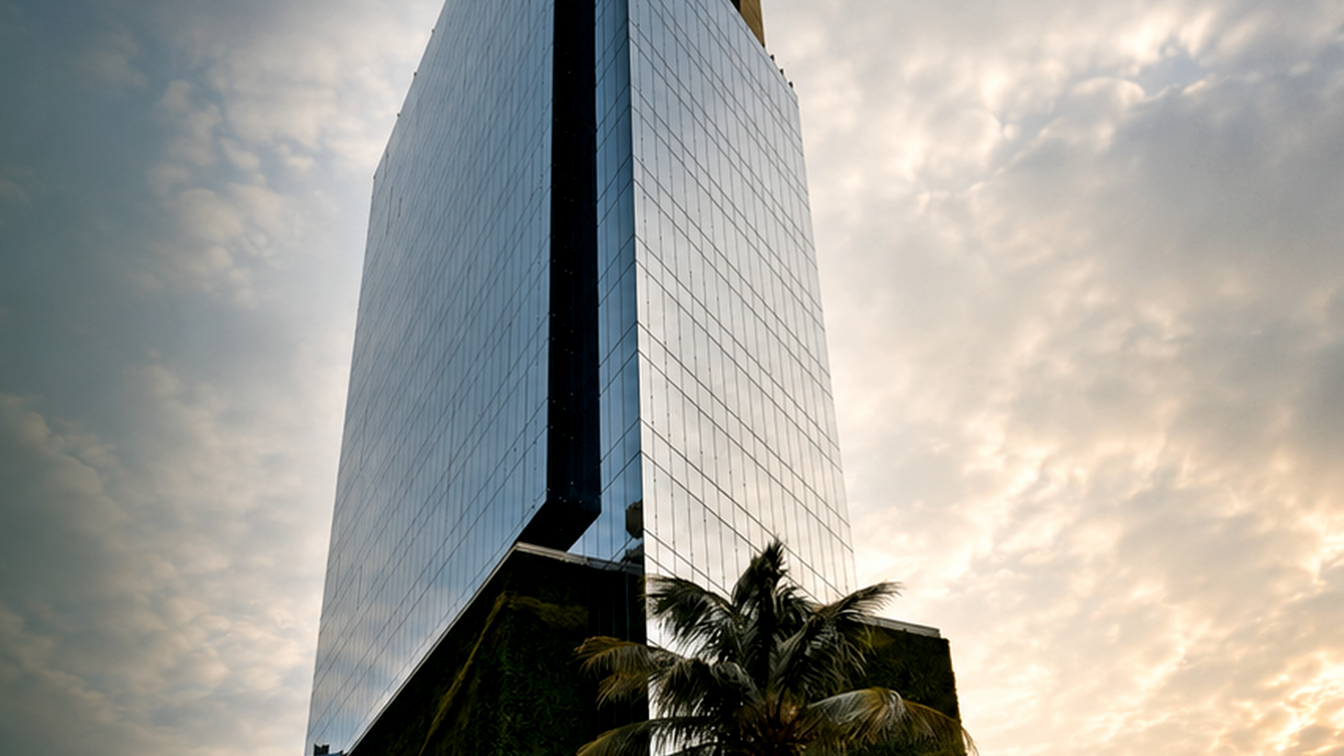 Torre moderna y edificios para servicios inmobiliarios